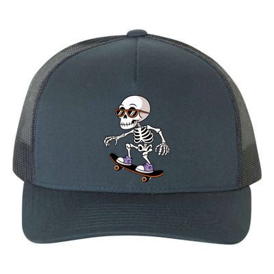 Cool Skeleton Riding Skateboard Halloween Yupoong Adult 5-Panel Trucker Hat