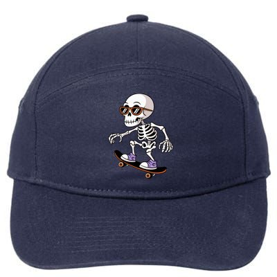 Cool Skeleton Riding Skateboard Halloween 7-Panel Snapback Hat