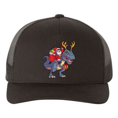 Christmas Santa Riding Dinosaur Deer Xmas Kids Boy Yupoong Adult 5-Panel Trucker Hat