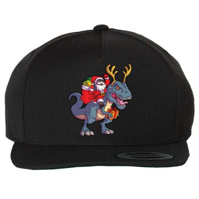 Christmas Santa Riding Dinosaur Deer Xmas Kids Boy Wool Snapback Cap