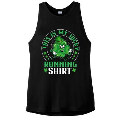 Cute Shamrock Running St Patricks Day Lucky Running Team Gift Ladies PosiCharge Tri-Blend Wicking Tank