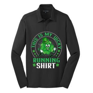 Cute Shamrock Running St Patricks Day Lucky Running Team Gift Silk Touch Performance Long Sleeve Polo