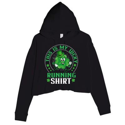 Cute Shamrock Running St Patricks Day Lucky Running Team Gift Crop Fleece Hoodie