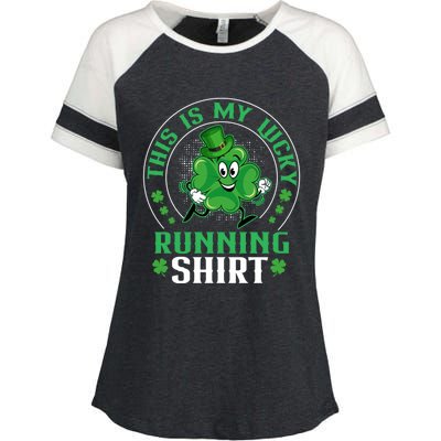 Cute Shamrock Running St Patricks Day Lucky Running Team Gift Enza Ladies Jersey Colorblock Tee