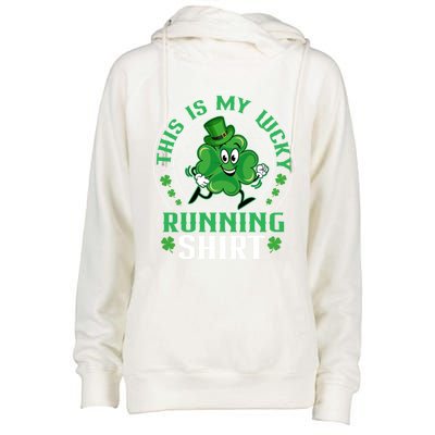 Cute Shamrock Running St Patricks Day Lucky Running Team Gift Womens Funnel Neck Pullover Hood