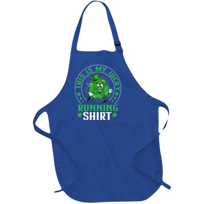 Cute Shamrock Running St Patricks Day Lucky Running Team Gift Full-Length Apron With Pockets