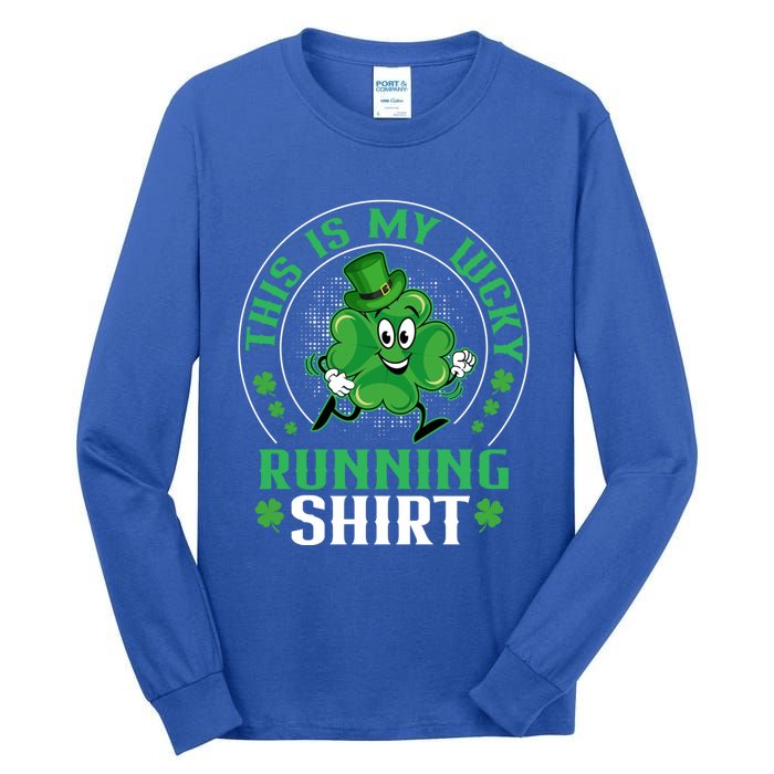 Cute Shamrock Running St Patricks Day Lucky Running Team Gift Tall Long Sleeve T-Shirt