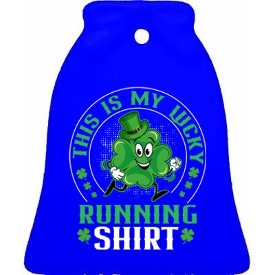 Cute Shamrock Running St Patricks Day Lucky Running Team Gift Ceramic Bell Ornament