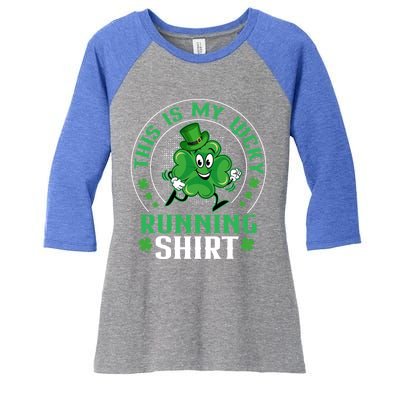 Cute Shamrock Running St Patricks Day Lucky Running Team Gift Women's Tri-Blend 3/4-Sleeve Raglan Shirt