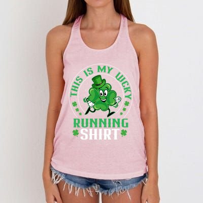 Cute Shamrock Running St Patricks Day Lucky Running Team Gift Women's Knotted Racerback Tank