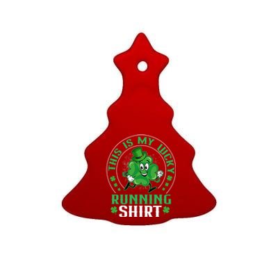 Cute Shamrock Running St Patricks Day Lucky Running Team Gift Ceramic Tree Ornament