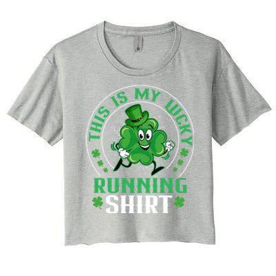 Cute Shamrock Running St Patricks Day Lucky Running Team Gift Women's Crop Top Tee