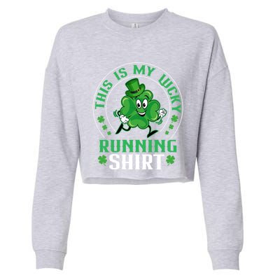 Cute Shamrock Running St Patricks Day Lucky Running Team Gift Cropped Pullover Crew