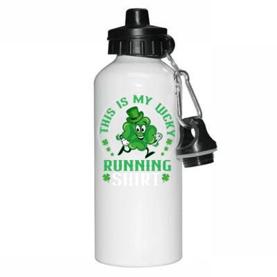 Cute Shamrock Running St Patricks Day Lucky Running Team Gift Aluminum Water Bottle