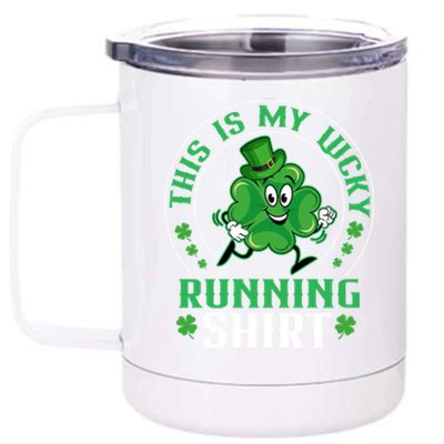 Cute Shamrock Running St Patricks Day Lucky Running Team Gift 12 oz Stainless Steel Tumbler Cup