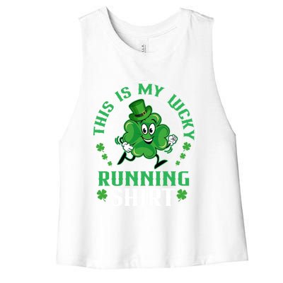 Cute Shamrock Running St Patricks Day Lucky Running Team Gift Women's Racerback Cropped Tank