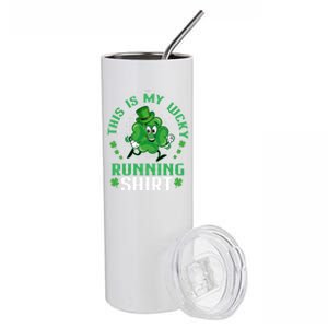 Cute Shamrock Running St Patricks Day Lucky Running Team Gift Stainless Steel Tumbler