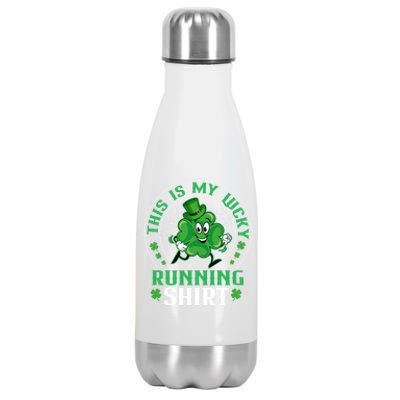 Cute Shamrock Running St Patricks Day Lucky Running Team Gift Stainless Steel Insulated Water Bottle