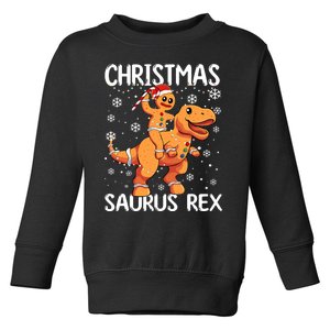 Christmas Saurus Rex Gingerbread Man Cookie Trex Toddler Sweatshirt