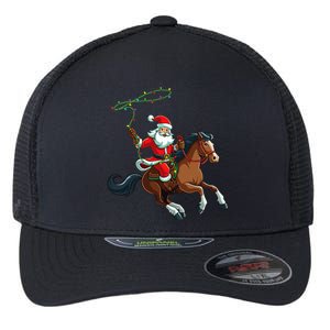 Cowboy Santa Riding A Horse Christmas Funny  Flexfit Unipanel Trucker Cap