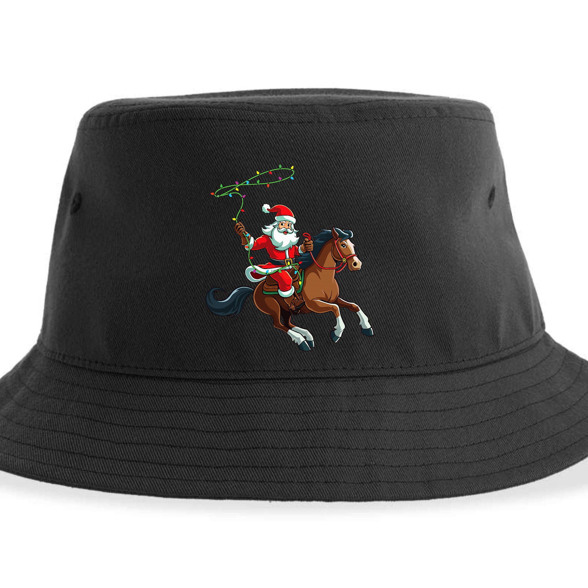 Cowboy Santa Riding A Horse Christmas Funny  Sustainable Bucket Hat