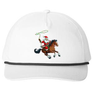 Cowboy Santa Riding A Horse Christmas Funny  Snapback Five-Panel Rope Hat