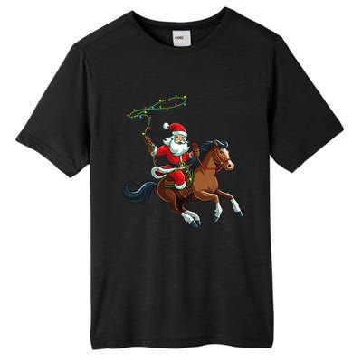 Cowboy Santa Riding A Horse Christmas Funny  Tall Fusion ChromaSoft Performance T-Shirt