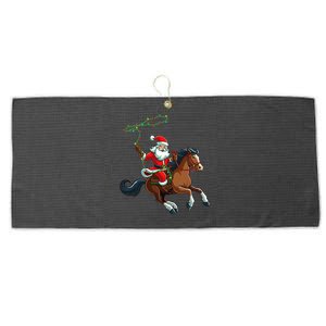 Cowboy Santa Riding A Horse Christmas Funny  Large Microfiber Waffle Golf Towel