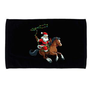 Cowboy Santa Riding A Horse Christmas Funny  Microfiber Hand Towel