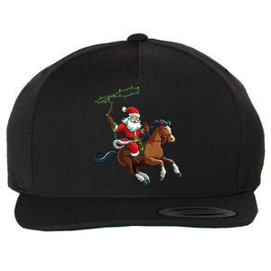 Cowboy Santa Riding A Horse Christmas Funny  Wool Snapback Cap