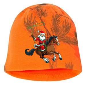 Cowboy Santa Riding A Horse Christmas Funny  Kati - Camo Knit Beanie