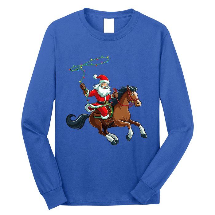 Cowboy Santa Riding A Horse Christmas Funny  Long Sleeve Shirt