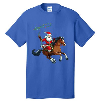 Cowboy Santa Riding A Horse Christmas Funny  Tall T-Shirt