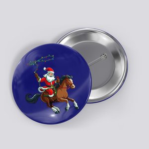 Cowboy Santa Riding A Horse Christmas Funny  Button