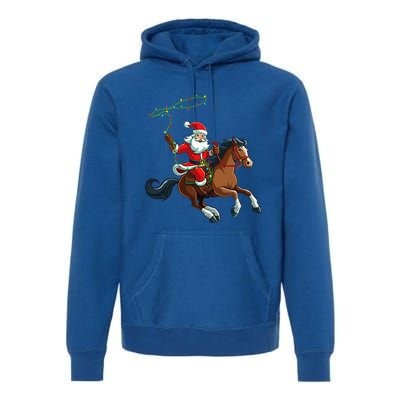 Cowboy Santa Riding A Horse Christmas Funny  Premium Hoodie