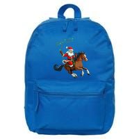 Cowboy Santa Riding A Horse Christmas Funny  16 in Basic Backpack