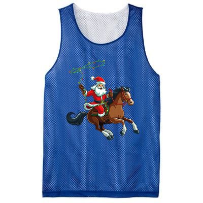 Cowboy Santa Riding A Horse Christmas Funny  Mesh Reversible Basketball Jersey Tank