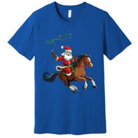 Cowboy Santa Riding A Horse Christmas Funny  Premium T-Shirt