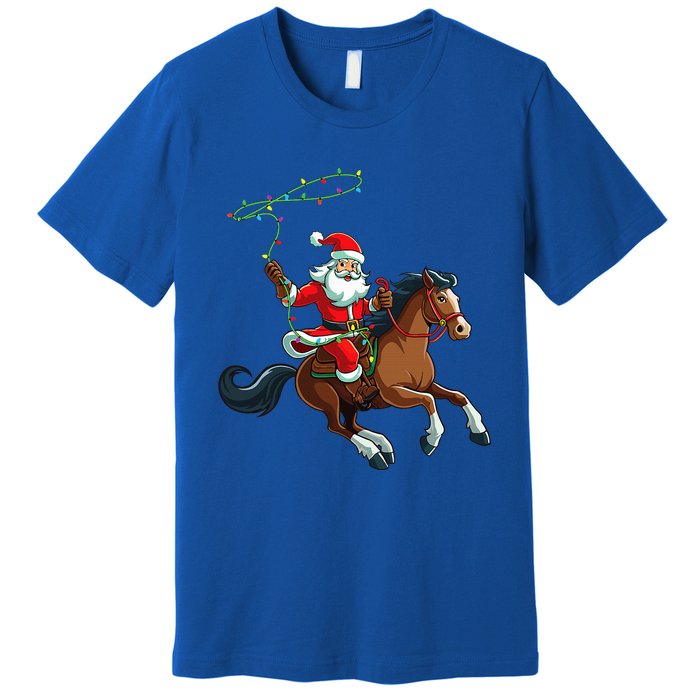 Cowboy Santa Riding A Horse Christmas Funny  Premium T-Shirt