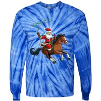 Cowboy Santa Riding A Horse Christmas Funny  Tie-Dye Long Sleeve Shirt