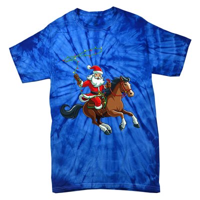 Cowboy Santa Riding A Horse Christmas Funny  Tie-Dye T-Shirt