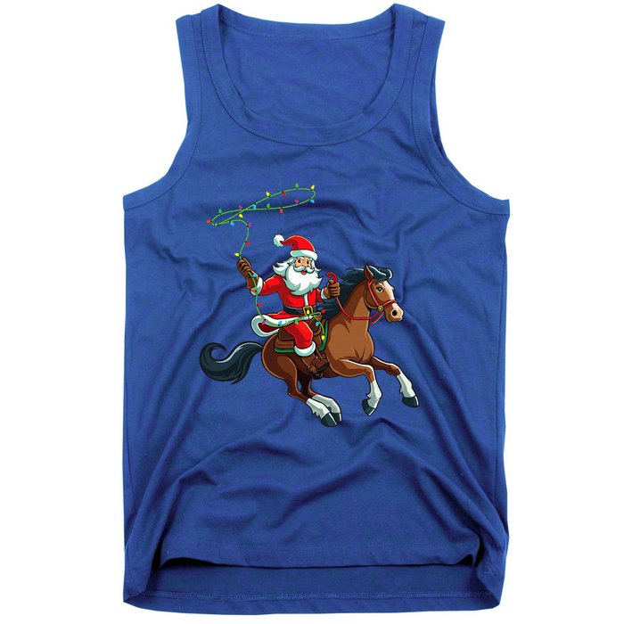 Cowboy Santa Riding A Horse Christmas Funny  Tank Top