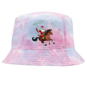 Cowboy Santa Riding A Horse Christmas Funny  Tie-Dyed Bucket Hat