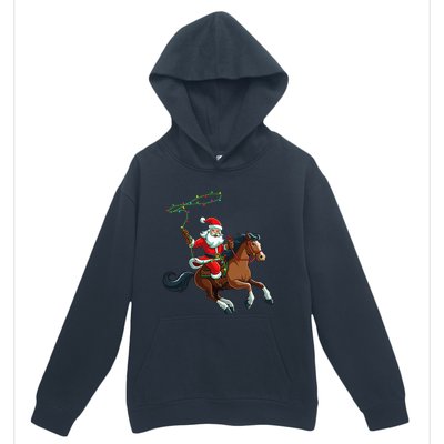 Cowboy Santa Riding A Horse Christmas Funny  Urban Pullover Hoodie