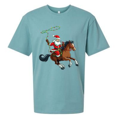 Cowboy Santa Riding A Horse Christmas Funny  Sueded Cloud Jersey T-Shirt