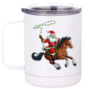 Cowboy Santa Riding A Horse Christmas Funny  12 oz Stainless Steel Tumbler Cup