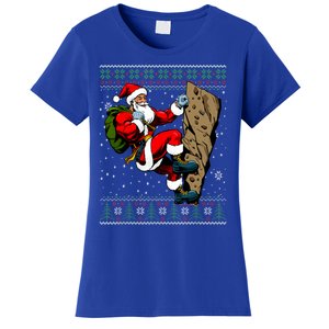 Christmas Santa Rock Climbing Ugly Christmas Sweater Gift Women's T-Shirt