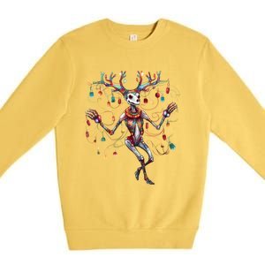 Christmas Skeleton Reindeer Dancing Matching Pajamas Xmas Cute Gift Premium Crewneck Sweatshirt