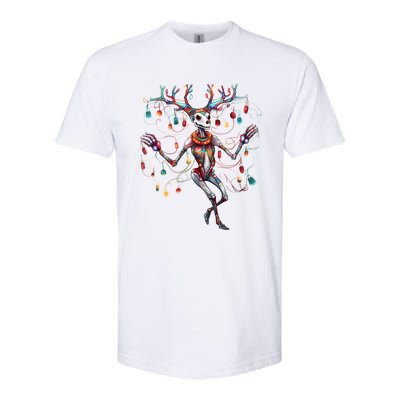 Christmas Skeleton Reindeer Dancing Matching Pajamas Xmas Cute Gift Softstyle® CVC T-Shirt