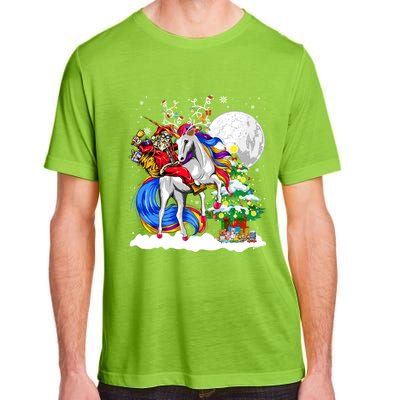 Christmas Santa Riding Reindeer Unicorn Snow Xmas Tree Cute Gift Adult ChromaSoft Performance T-Shirt